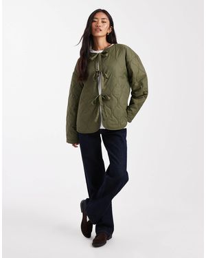 Vero Moda Tie Front Quilted Jacket - Green