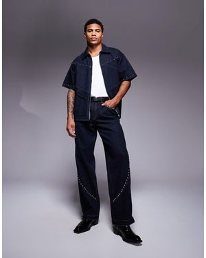 Liquor N Poker – mit nieten verzierte jeans - Blau