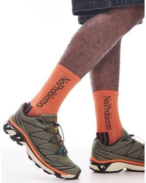 No Problemo Motif Detail Stripe Sock - Orange