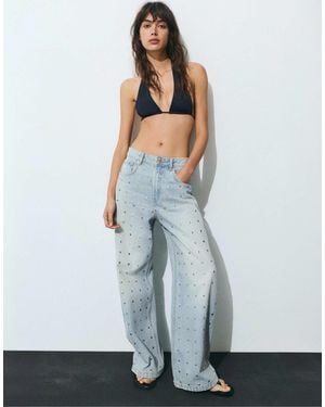 Pull&Bear – weite jeans - Weiß