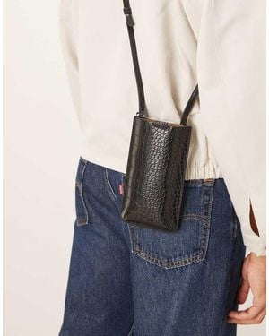 ASOS Funda Para El Móvil Negra Efecto Piel De Cocodrilo Con Correa Bandolera De - Azul