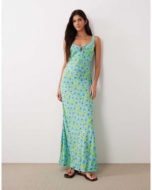 ASOS Scoop Neck Tie Front Midi Dress - Green