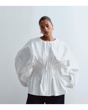 ARRANGE Top Con Mangas Voluminosas, Pliegues Y Cintura Ajustada - Gris