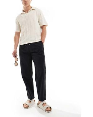 Pull&Bear Linen Viscose Trousers - White
