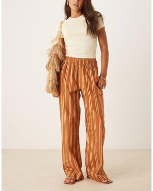 Aware Boxer Style Wide Leg Poplin Trousers - Orange