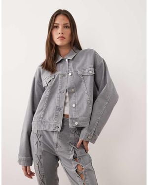 ASOS Denim Lace Up Jacket Co-ord - Grey