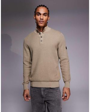 Barbour Herring Button Logo Knit Jumper - Natural