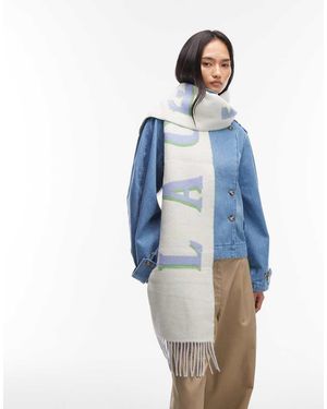 Lacoste Bufanda Color Crema De -Blanco - Azul
