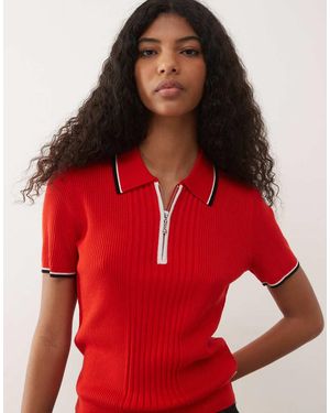 Wrangler Polo Rojo Y Negro Con Cremallera Corta De Punto De