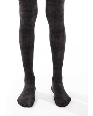 Pretty Polly Tartan Pattern Tights - Black