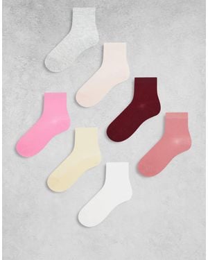 Lindex 7 Pack Rib Ankle Socks - Multicolour
