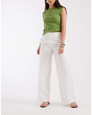& Other Stories Katoenen Broek Met Wijde Pijpen En Lage Taille - Wit