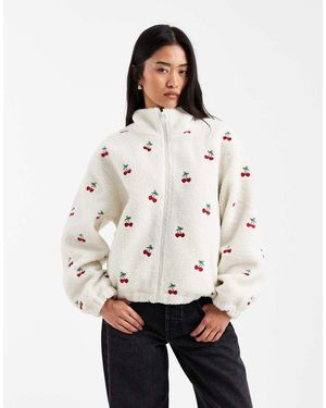 ONLY Cherry Embroidery Borg Fleece - Natural