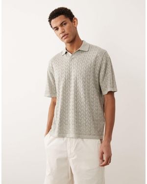 Jack & Jones Split Neck Polo Crochet Knit - Gray