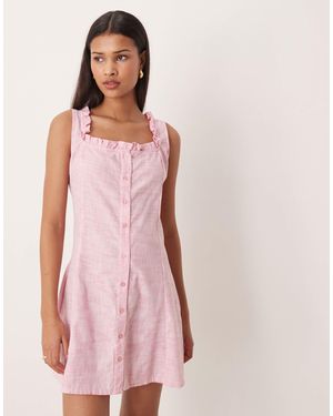 esmé studios Esmee – mini-strandkleid mit rüschenbesatz und vichy-karo - Pink