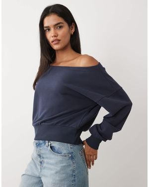 Cotton On Relaxed Off The Shoulder Sweatshirt - Blue