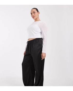 ONLY Pantalón Ancho Efecto Satén En - Blanco
