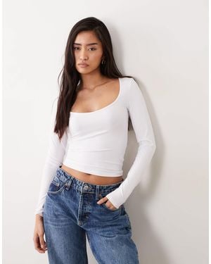 Cotton On Eden V Neck Long Sleeve Top - White