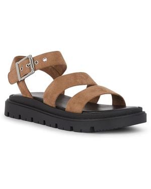 SEQWL Chunky Sandals Triple Strap Gladiator Style With Buckle - Brown
