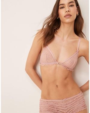 ASOS Jessie - soutien-gorge triangle sans armatures à volants et broderies à pois - vieux - Neutre