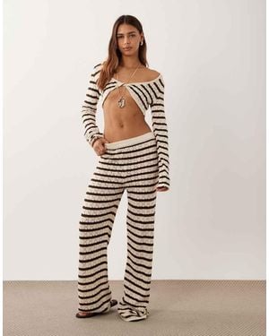 Miss Selfridge Crochet Wide Leg Trouser - Natural