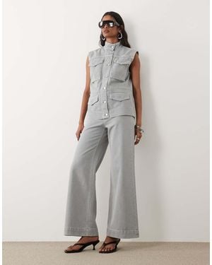 Calvin Klein Ribcage Wide Leg Denim Jeans - Grey