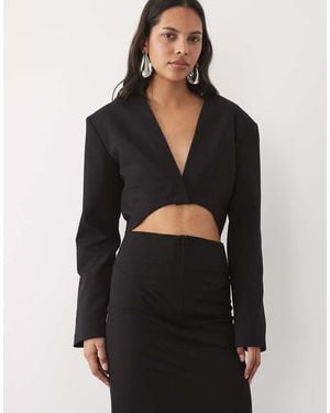 ASOS Crop Co-ord Plunge Blazer - Black