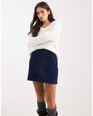 Threadbare Cotton Cord Mini Skirt - Blue