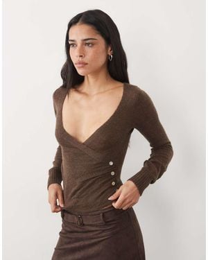 Motel Eshma Sheer Knit Top - Brown