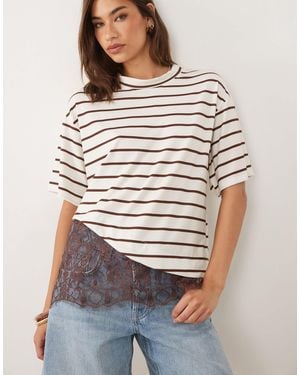 ASOS Short Sleeve T-shirt With Lace Hem - White