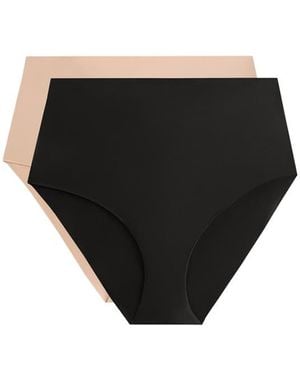 Oysho 2 Invisible Polyamide Blend Medium-Support High-Waisted Classic Briefs - Black