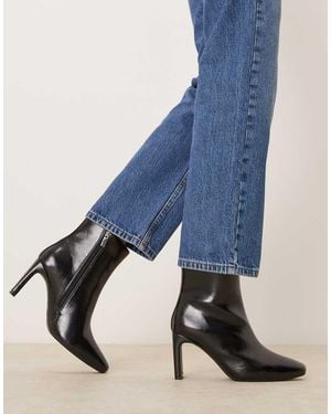 New Look Stivali Con Tacco Neri Con Punta Squadrata - Blu