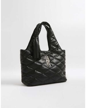 River Island Oversized Quilted Rr Tassel Slouch Bag - Black
