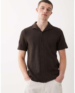 New Look Textured Knitted Revere Shirt - Black