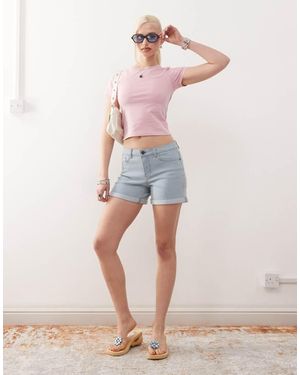 Noisy May Debby Denim Shorts - Pink
