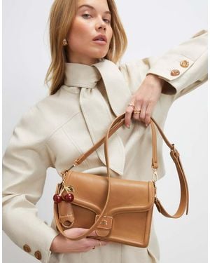 River Island Tab Front Cherry Charm Shoulder Bag - Brown