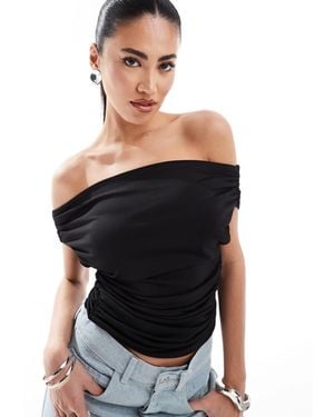 SIMMI Simmi Double Layered Slinky Bardot Foldover Top - Black