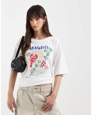 ONLY Oversized T-shirt With Seafood Print - White