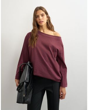 TOPSHOP Langärmliges oberteil mit überschnittenen schultern - Rot