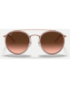 Ray-Ban Round Double Bridge Round Sunglasses With Lens - Brown