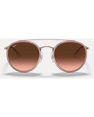 Ray-Ban Occhiali Da Sole Rotondi Con Doppio Ponte, Lenti Marroni E Montatura - Marrone