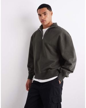 ASOS Premium Heavyweight Oversized Quarter Zip 400Gsm - Black