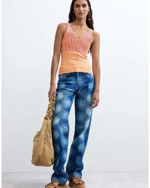 Desigual Ärmelloses strick-t-shirt - Blau