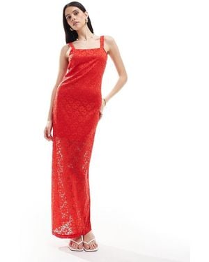 Y.A.S Y.a.s Lace Maxi Dress With Slit Back - Red