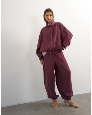TOPSHOP Kombiteil-hose mit hufeisen-schnitt - Lila