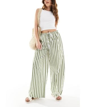 Wednesday's Girl Wide Leg Striped Trousers - White