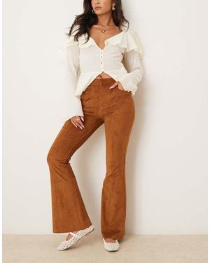 ASOS Suedette Flare Trouser - Natural