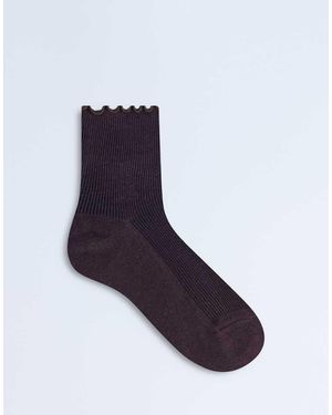 TOPSHOP Calzini Color Cioccolato A Coste Con Volant - Blu