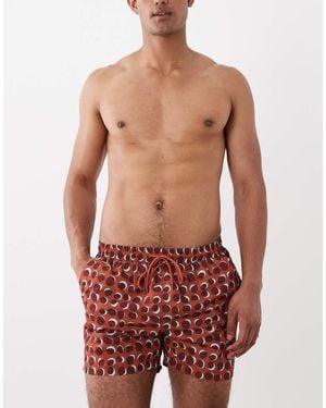 South Beach Pantaloncini Da Bagno Con Stampa Geometrica Multicolore - Rosso