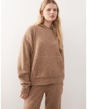 Collusion Oversized Knitted Co-ord Hoodie - Brown